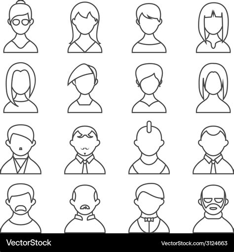 Set people outline icons Royalty Free Vector Image