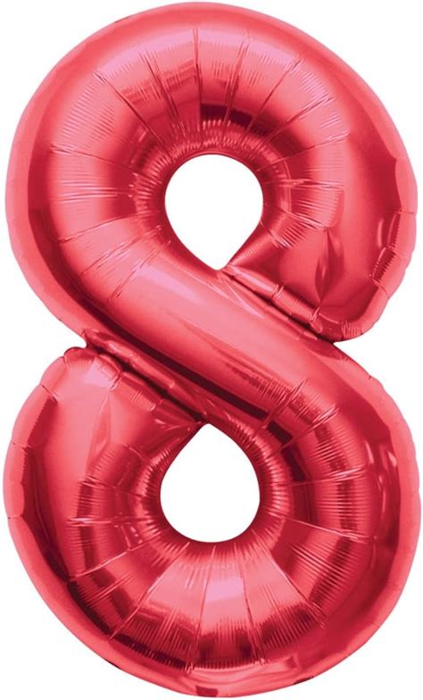 Amazon.com: Number 8 - Red Helium Foil Balloon - 34 inch : Toys & Games