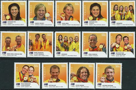 AUSTRALIA – 2008 ‘BEIJING OLYMPIC GOLD MEDAL WINNERS’ Set of 14 MNH [D3747] – Philip James ...