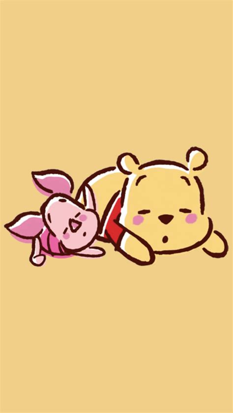 Download Winnie The Pooh Aesthetic With A Sleeping Piglet Wallpaper | Wallpapers.com