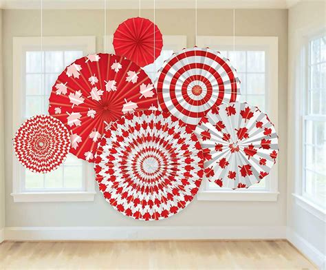 Canada Day Canadian Flag Maple Leaf Holiday Theme Party Paper Fan Decorations - Walmart.com ...