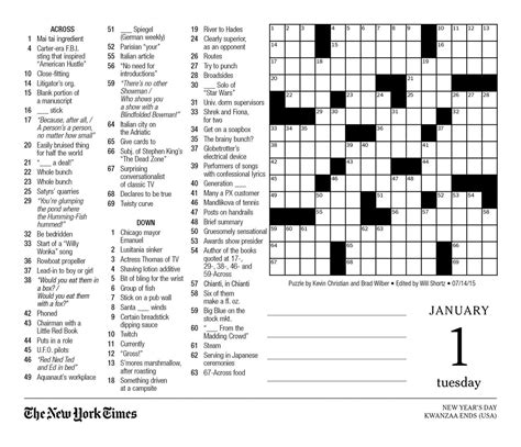 Free Printable New York Times Sunday Crossword Puzzles | Emma Crossword ...