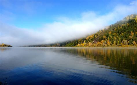 Foggy mountain by the lake wallpaper - Nature wallpapers - #40417