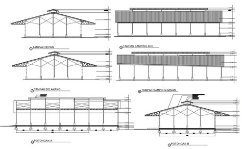 Factory Warehouse design Layout Elevation and Section CAD drawing ...