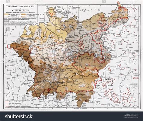 Vintage Map Representing Distribution Germans Central Stock Photo 95284891 | Shutterstock