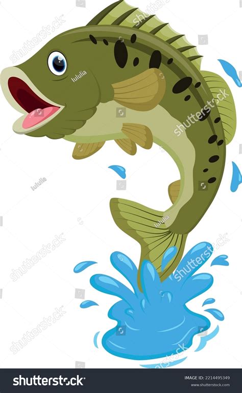 Cartoon Bass Fish Isolated On White Stock Vector (Royalty Free) 2214495349 | Shutterstock