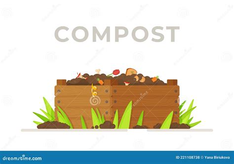 Vector Illustration of a Compost Pit for Recycling. Spore Junk into Compost. Stock Vector ...