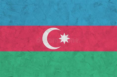 Azerbaijan Flag Depicted in Bright Paint Colors on Old Relief ...