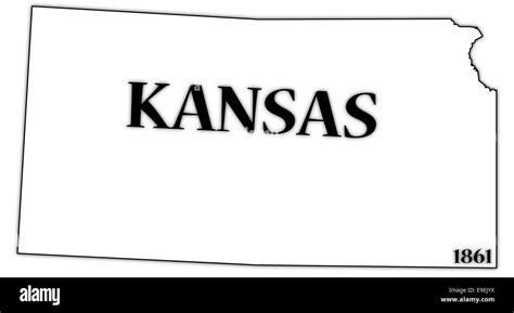 A Kansas state outline with the date of statehood isolated on a white background Stock Photo - Alamy