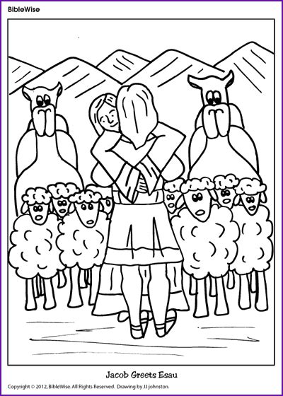 Coloring (Jacob Greets Esau) - Kids Korner - BibleWise