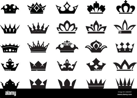 Big Set of vector king crowns icon on white background. Vector Illustration. Emblem and Royal ...