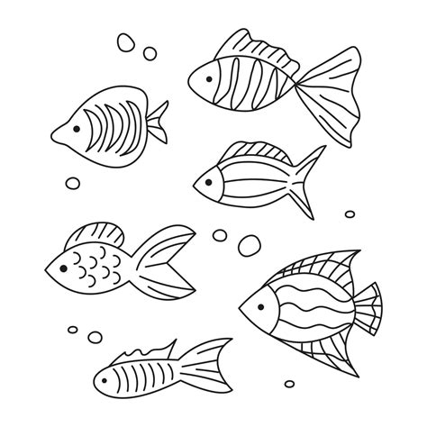 a group of different simple fish with patterns. in the doodle style 11141670 Vector Art at Vecteezy