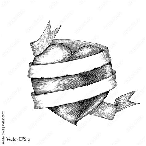 Heart with banner hand drawing engraving style,Symbol for tattoo Stock Vector | Adobe Stock