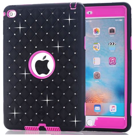 Ipad Mini 4 3in1 Case, Yxim Bling Diamond Tablet Case 360 Protect Bumper Cover with Soft TPU ...