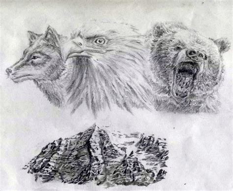 Wolf, Eagle, Bear and Mountain by andychan82 on DeviantArt