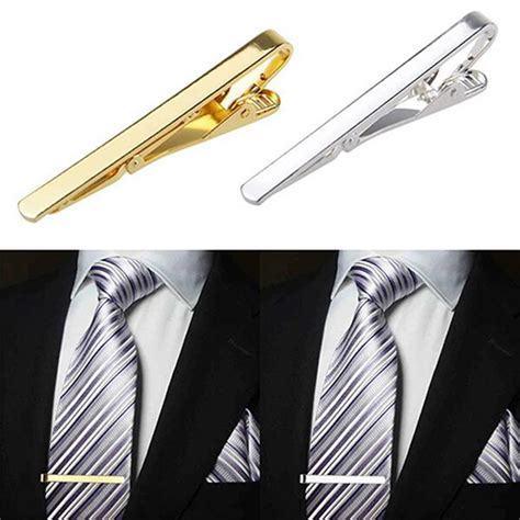 Men Tie Clips Fashion Metal Silver Gold Simple Necktie Tie Bar Clasp ...