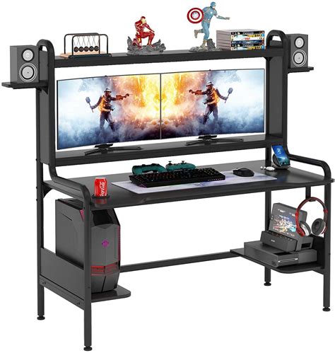 Wholesale TIYASE Gaming Desk with Monitor Stand, 55 Inch Gaming Computer Desk with Hutch and ...