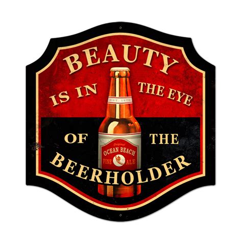 Beauty Beer Holder Vintage Metal Sign