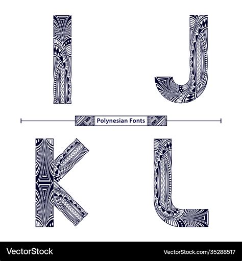 Alphabet polynesian style in a set ijkl Royalty Free Vector