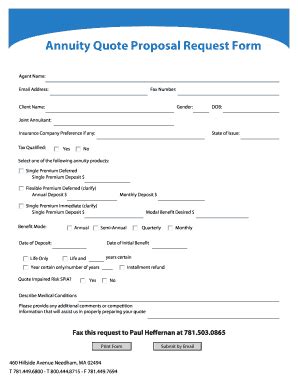 Fillable Online Annuity Quote Proposal Request Form - FAIU Fax Email Print - pdfFiller