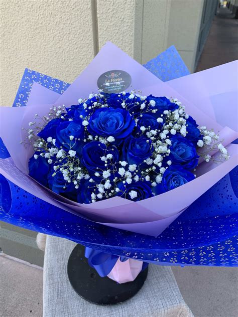 2 Dz. Blue Roses Wrapped Bouquet (PRE-ORDER ONLY) by La Floriya