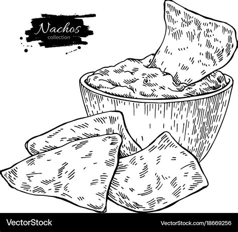 Nachos drawing traditional mexican food Royalty Free Vector