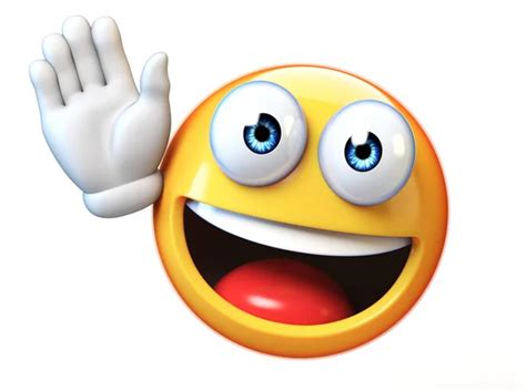 Emoji waving with one hand isolated on white background, good bye emoticon 3d rendering — Stock ...