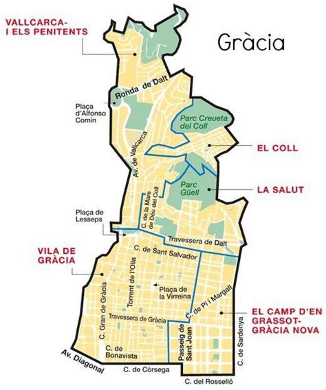 Gracia barcelona map - Map of gracia barcelona (Catalonia Spain)