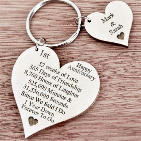 1st First Wedding Anniversary Gift for Husband Wife Personalised Keyring Her K43 | eBay ...