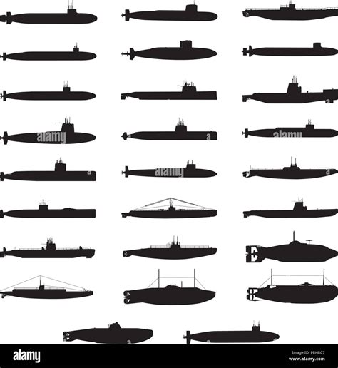 submarine silhouette . Vector Illustration.. Collection set Stock ...