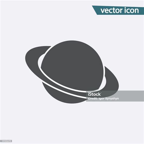 Planeten Vektor Ikonen Flat Saturnus Symbol Isolerad På Vit Bakgrund ...