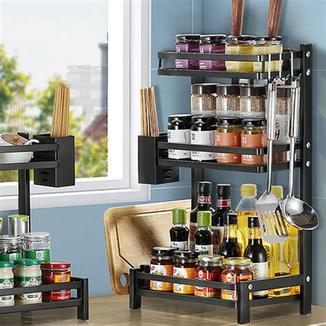 Spice Rack 3-Tier Kitchen Countertop standing Storage Organizer or Wall ...