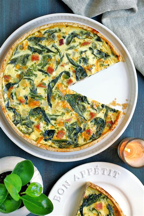 Spinach, Ham and Cheese Quiche - Two of a Kind