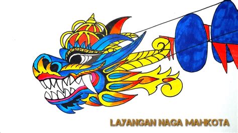 Cara gambar layangan naga mahkota - YouTube