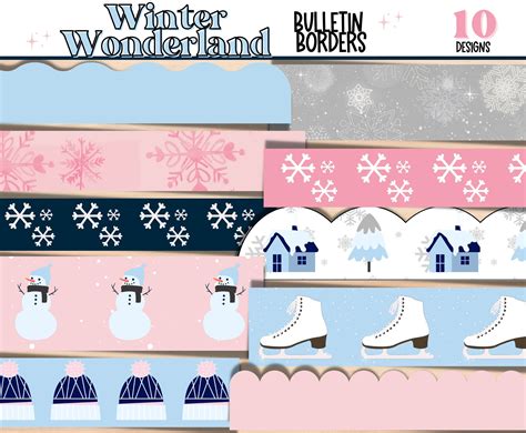 Winter Wonderland Bulletin Board Borders. January Printable Classroom ...