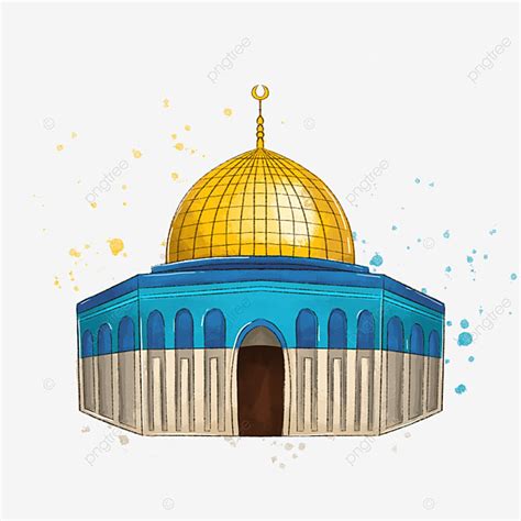 Ramadan Watercolor Dome Of Rock At Masjidil Aqsa Free Download Png ...