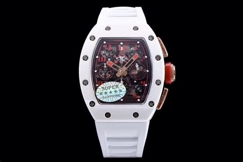 Richard Mille Replica RM 011 White Strap Open Face Red Digital Dial ...