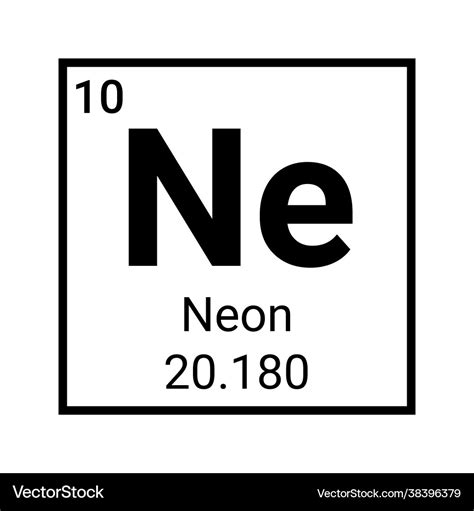 Neon element periodic table atomic symbol Vector Image