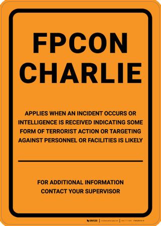 FPCON CHARLIE - Wall Sign | Creative Safety Supply