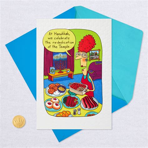 Enough Food to Fill a Temple Funny Hanukkah Card - Greeting Cards - Hallmark