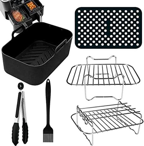 Moleath Dual Air Fryer Accessories, 6PCS Double Basket AirFryer ...