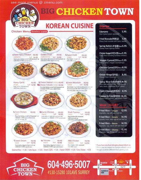 Menu at Big Chicken Town restaurant, Coquitlam