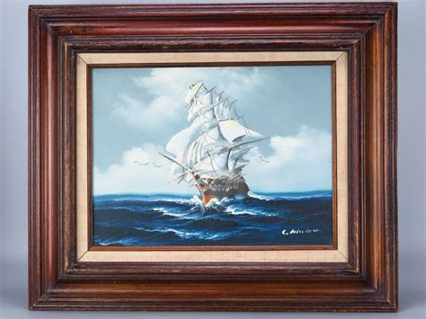 Clipper Ship Oil Painting C. Million Nautical Art Canvas Signed Framed ...