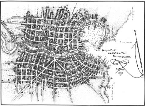 Map of Innsmouth and Environs | Innsmouth, The shadow over innsmouth, Lovecraft