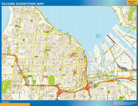 Tacoma downtown wall map | Largest maps of the world. Our big collection