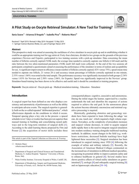 (PDF) A Pilot Study on Oocyte Retrieval Simulator: A New Tool for Training?