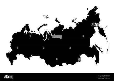 Russia map silhouette isolated on white background Stock Vector Image ...