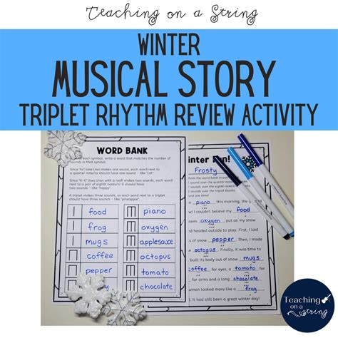 Winter Themed Triplet Rhythm Review Story for Elementary Music Class Includes Standard + Stick ...