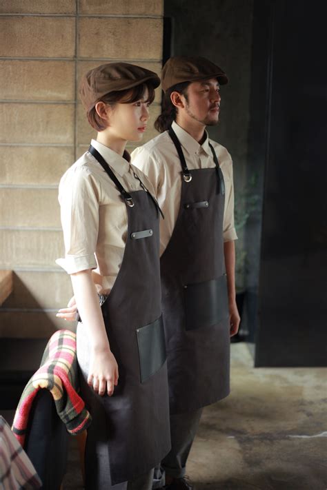 Working wear guoup - amont / barista uniform, apron, hat | Barista outfits, Cafe uniform ...