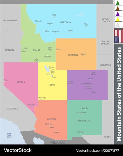 Mountain states united states Royalty Free Vector Image